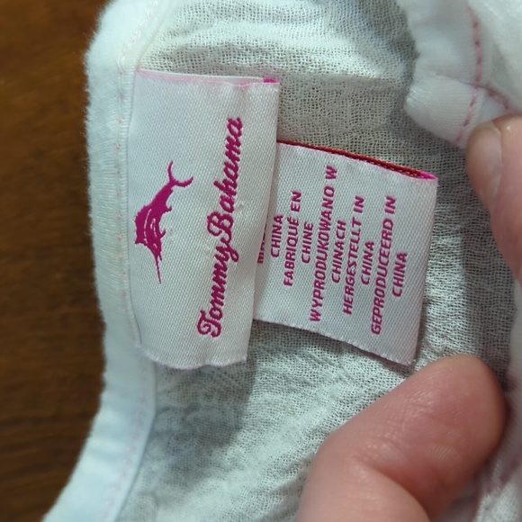 Tommy Bahama Girls Medium 7/8 Beach Cover Up Top White Pink Tassels - Picture 7 of 12